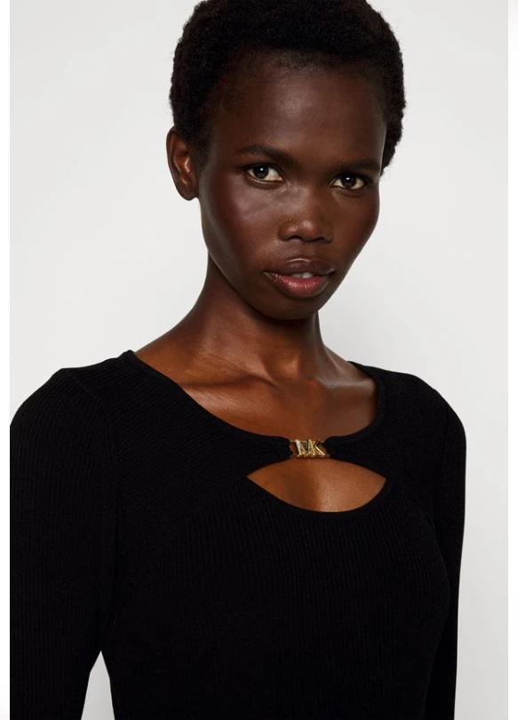 2_EMPIRE CUTOUT  - Vestido de punto - black