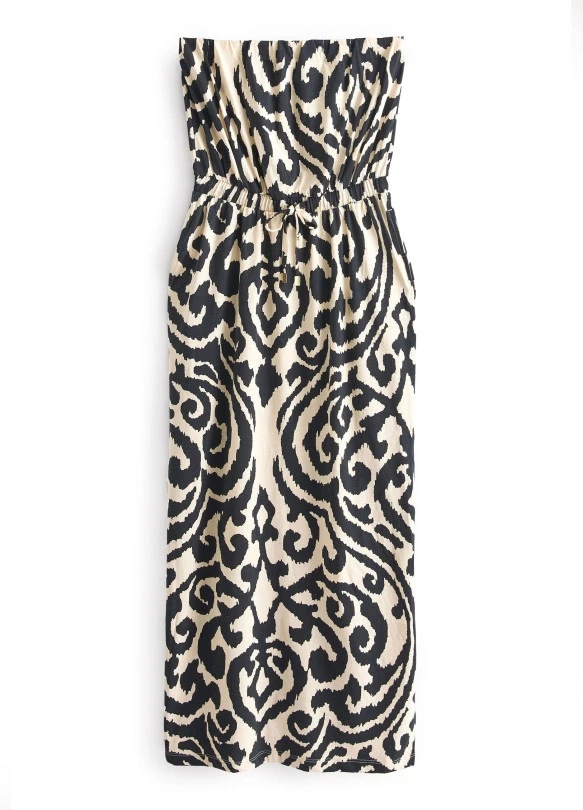 main_image_BANDEAU MIDI DRESS - Vestido largo - black cream swirl