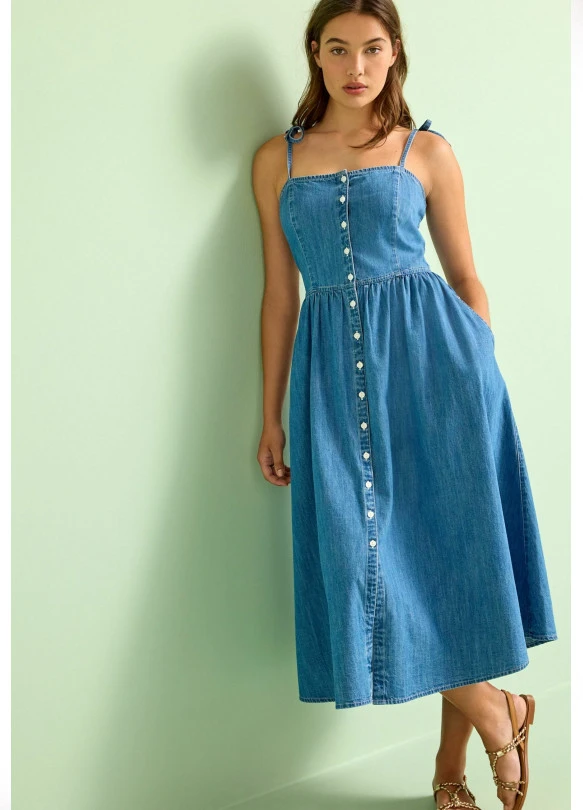 main_image_BUTTON THROUGH DENIM SUMMER DRESS TALL - Vestido vaquero - blue