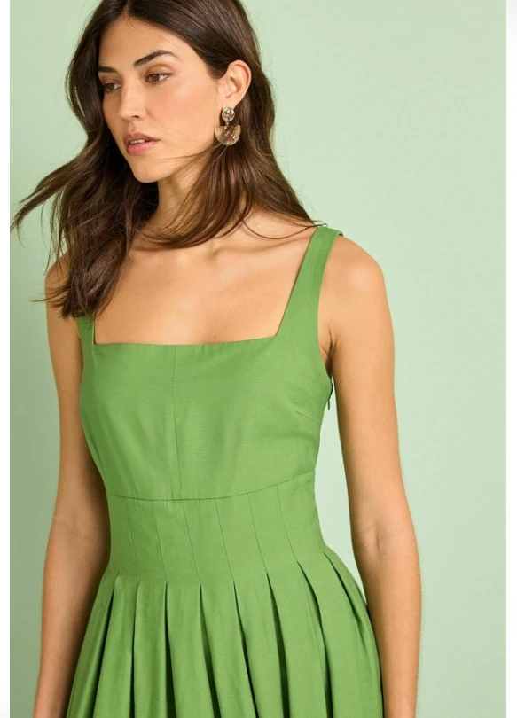 2_PLEATED MIDI PETITE - Vestido largo - green