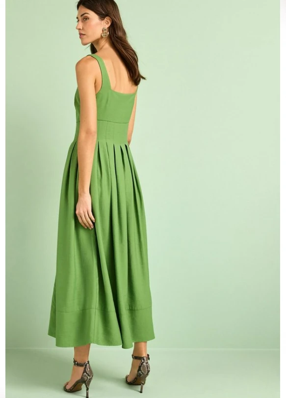 1_PLEATED MIDI PETITE - Vestido largo - green