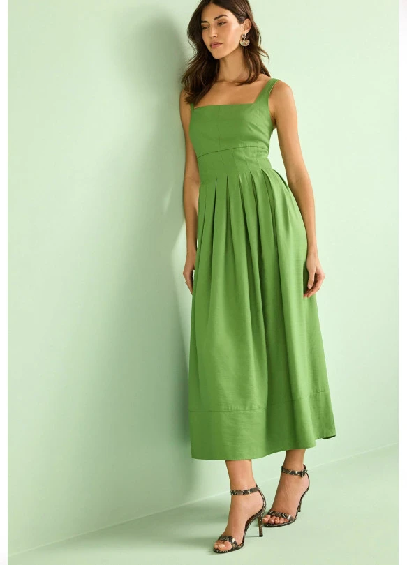 main_image_PLEATED MIDI PETITE - Vestido largo - green