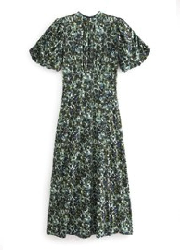 3_SHORT PUFF SLEEVE - Vestido largo - green floral