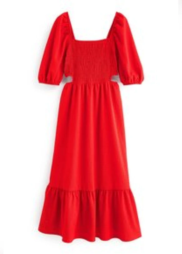3_TEXTURED JERSEY CUT OUT MIDI DRESS - Vestido largo - red