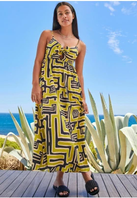 TIE FRONT STRAPPY MAXI DRESS - Vestido largo - green/black