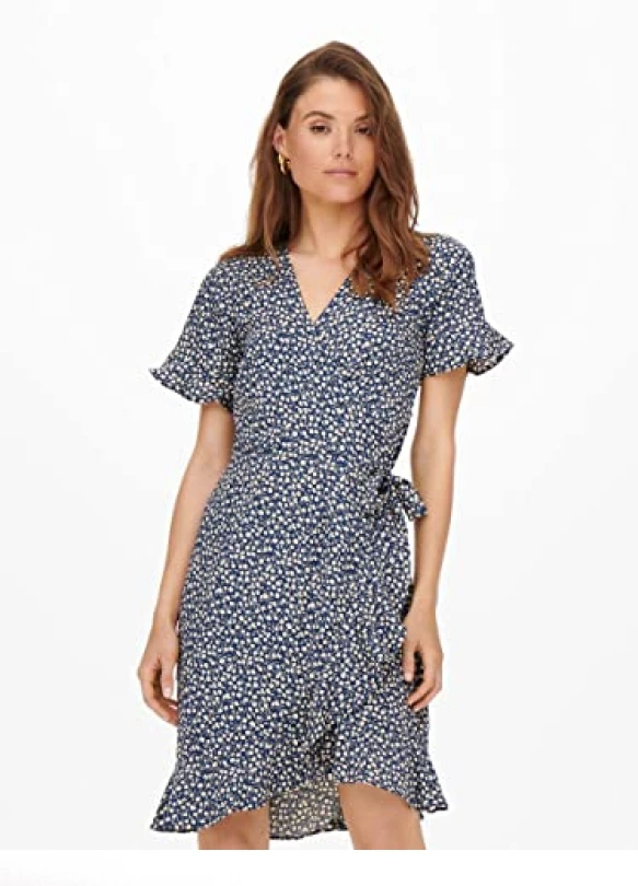 3_Vestido ONLY Onlolivia S/S Wrap Dress Wvn Noos para mujer