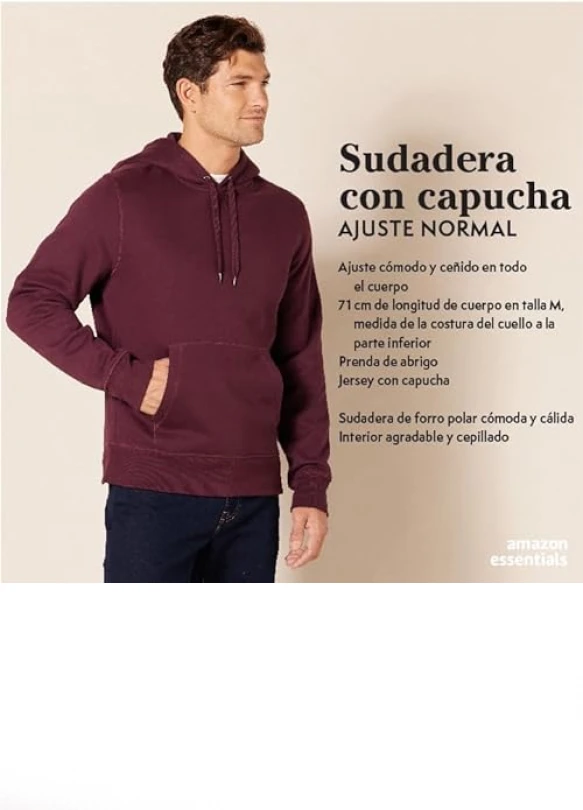 1_Sudadera de forro polar con capucha Amazon Essentials para hombre