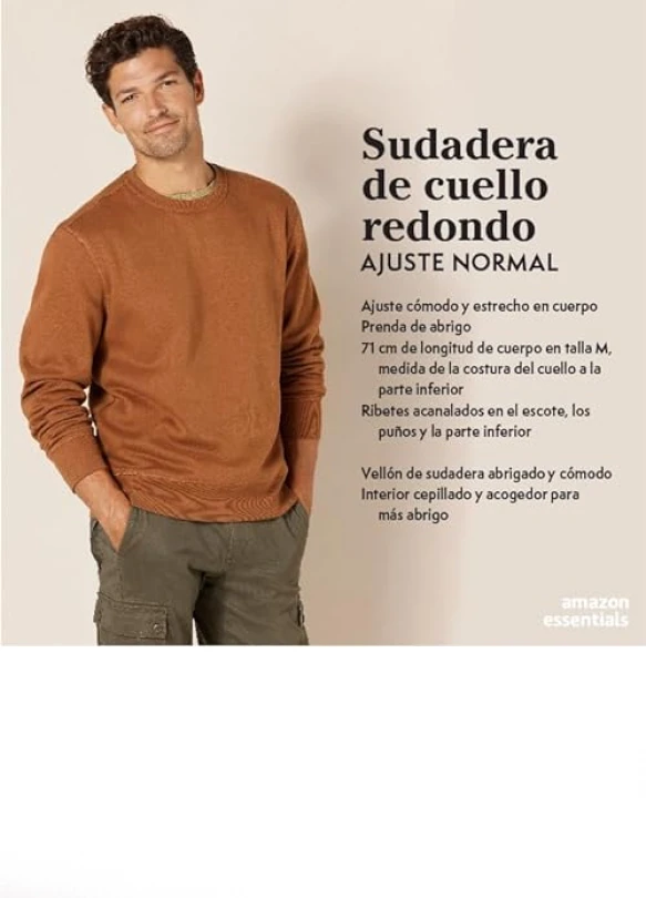 1_Sudadera de forro polar con cuello redondo de Amazon Essentials