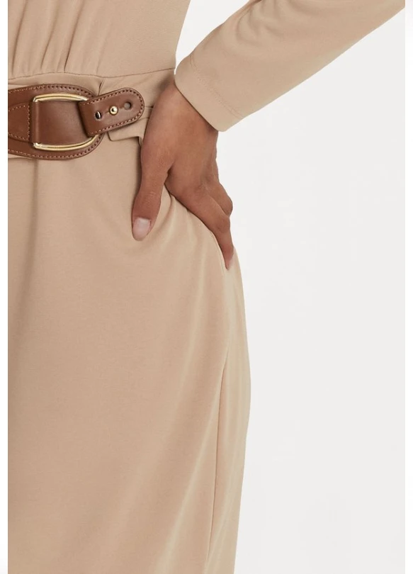 3_GYORGY LONG SLEEVE DAY DRESS - Vestido de tubo - birch tan