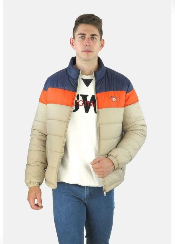 main_image_Chaqueta de invierno - mottled beige dark blue  neon orange