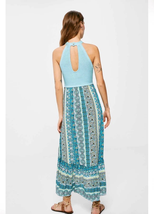 1_Vestido Midi Punto Combinado