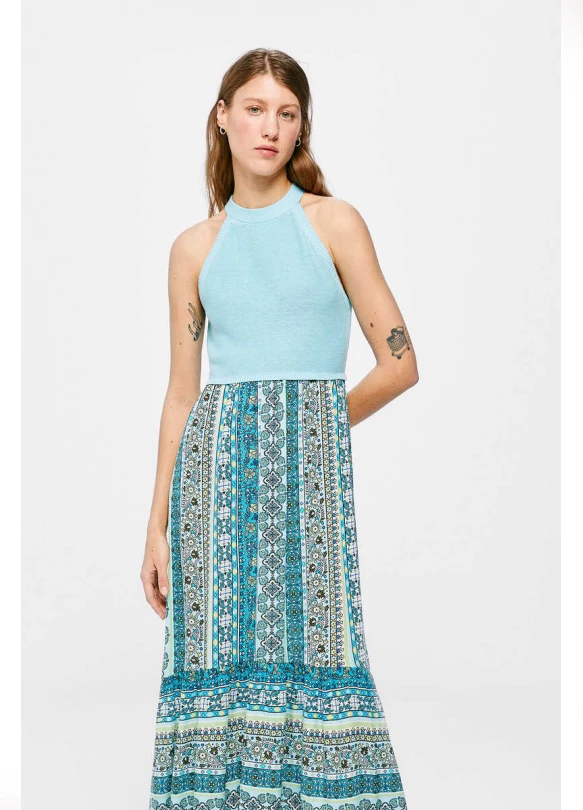 2_Vestido Midi Punto Combinado