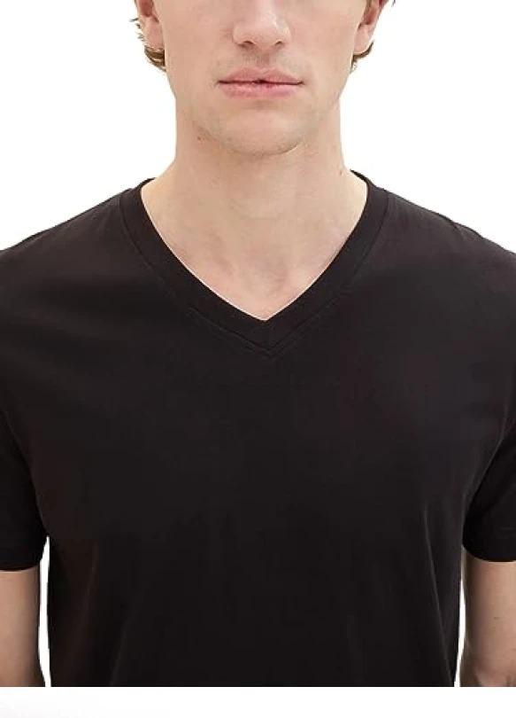 5_Camisetas de algodón Tom Tailor con cuello de pico para hombre