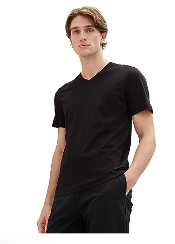 4_Camisetas de algodón Tom Tailor con cuello de pico para hombre