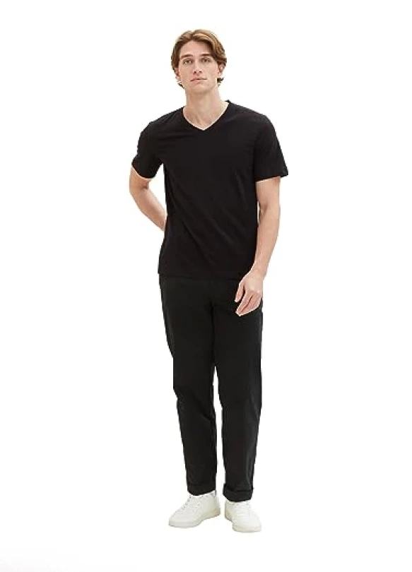 3_Camisetas de algodón Tom Tailor con cuello de pico para hombre