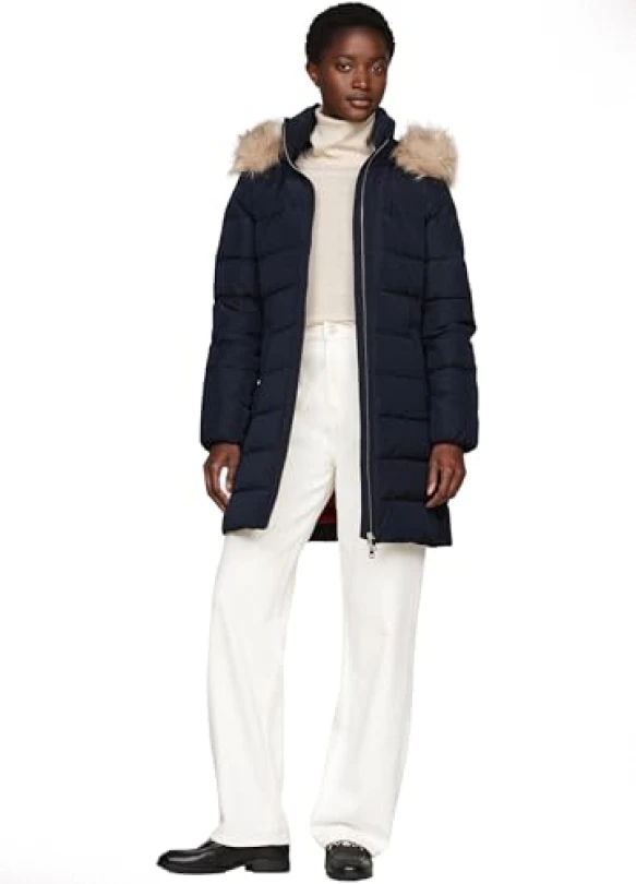 2_Abrigo de plumas para mujer Tommy Hilfiger Heritage Down Tyra con bolsillos.
