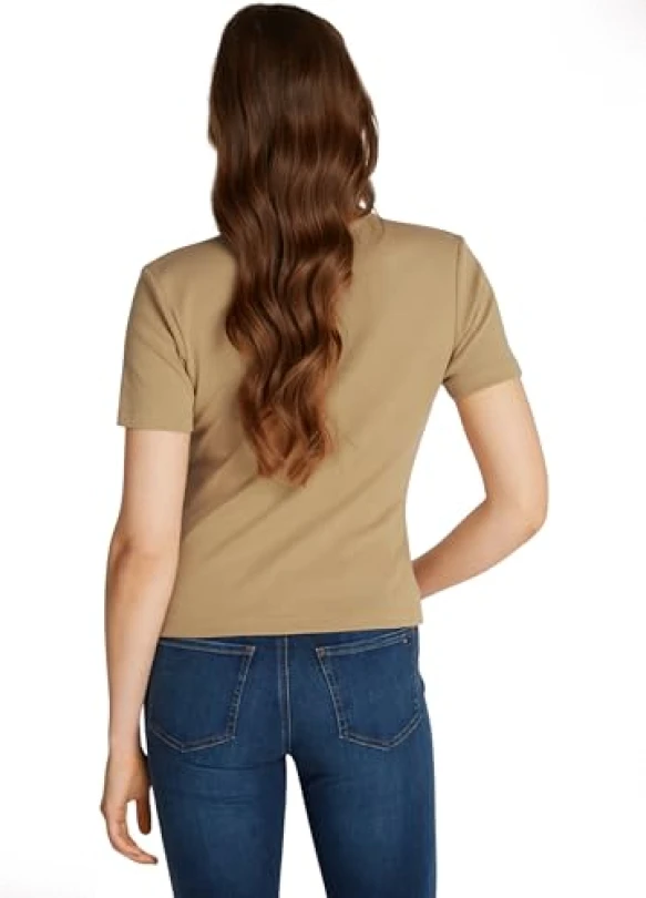 1_Camiseta de manga corta Tommy Hilfiger para mujer, slim y con cuello vuelto.