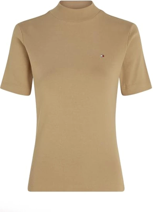 4_Camiseta de manga corta Tommy Hilfiger para mujer, slim y con cuello vuelto.