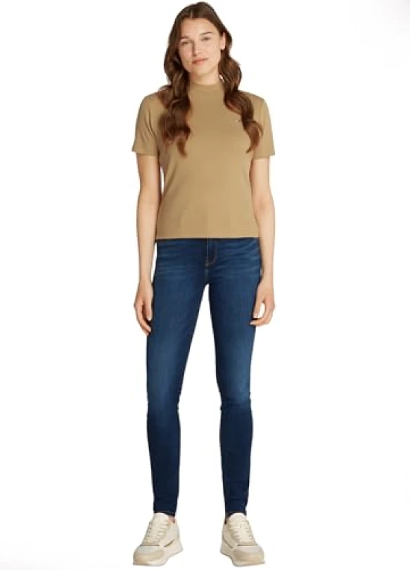 3_Camiseta de manga corta Tommy Hilfiger para mujer, slim y con cuello vuelto.