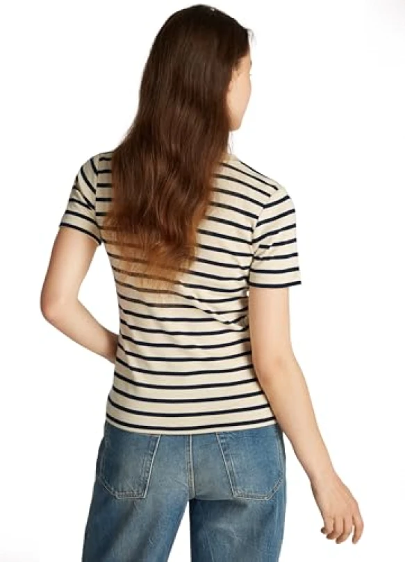 1_Camiseta Tommy Hilfiger de manga corta con cuello de pico para mujer