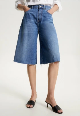 HIGH RISE BERMUDA - Shorts vaqueros - blue denim