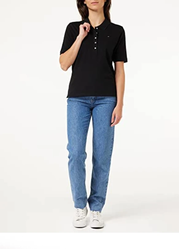 1_Tommy Hilfiger 1985 Reg Pique Polo SS Polos S/S, Fierce Red, XS para Mujer