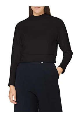 Urban Classics Ladies Interlock Short Turtleneck Crew Sudadera Mujer, Negro, M
