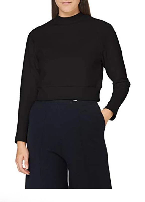 main_image_Urban Classics Ladies Interlock Short Turtleneck Crew Sudadera Mujer, Negro, M