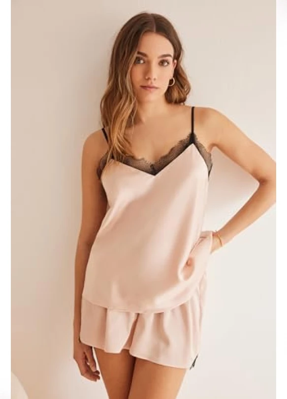 1_Pijama Corto Women'secret en Satén, Color Light Nude