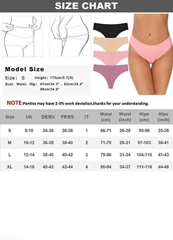 5_Pack de 9 Tangas Invisible Mujer Microfibra sin Costuras Braguitas Zero Feel